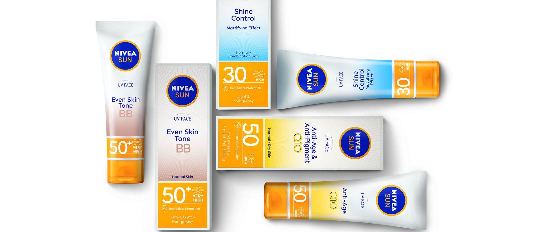 Ochrona twarzy przed promieniowaniem UV z kosmetykami Nivea